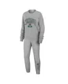Wear By Erin Andrews Women's  Heather Gray Minnesota Wild Knit Long Sleeve Tri-blend T-shirt And Pant In Heather Gray
