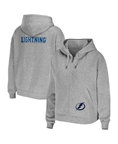 Wear By Erin Andrews Women's Heather Gray Golden State Warriors Speckled Radiator Full-zip Hoodie