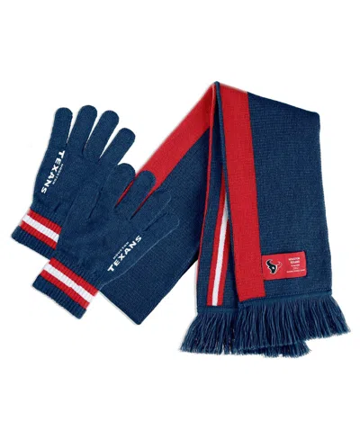 Wear By Erin Andrews Women's  Houston Texans Scarf And Glove Set In Navy,red