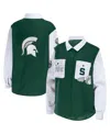 Wear By Erin Andrews Women's  Hunter Green Michigan State Spartans Button-up Shirt Jacket In Hunter Green