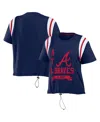 Wear By Erin Andrews Women's  Navy Atlanta Braves Cinched Colorblock T-shirt In Navy