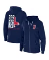 Wear By Erin Andrews Navy Boston Red Sox Sponge Fleece Full-zip Hoodie In Navy