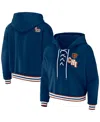 Wear By Erin Andrews Navy Chicago Bears Lace-up Pullover Hoodie In Navy