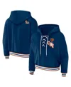 Wear By Erin Andrews Navy Chicago Bears Lace-up Pullover Hoodie In Navy