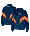 Wear By Erin Andrews Women's  Navy Chicago Bears Plus Size Yarn Dye Stripe Full-zip Jacket In Navy