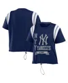 Wear By Erin Andrews Navy New York Yankees Cinched Colorblock T-shirt In Navy