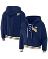 Wear By Erin Andrews Women's  Navy Nashville Predators Lace-up Pullover Hoodie In Navy