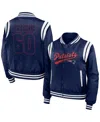 Wear By Erin Andrews Women's  Navy New England Patriots Bomber Full-zip Jacket In Navy