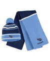 Wear By Erin Andrews Navy Tennessee Titans Colorblock Cuffed Knit Hat With Pom And Scarf Set In Navy