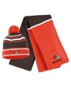Wear By Erin Andrews Women's  Orange Cleveland Browns Colorblock Cuffed Knit Hat With Pom And Scarf S In Orange