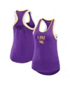 Wear By Erin Andrews Women's  Purple Lsu Tigers Open Hole Razorback Tank Top In Purple