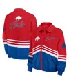 Wear By Erin Andrews Women's  Red Distressed Buffalo Bills Vintage-like Throwback Windbreaker Full-zi In Red