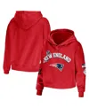 Wear By Erin Andrews Women's  Red New England Patriots Plus Size Modest Cropped Pullover Hoodie In Red