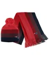 Wear By Erin Andrews Women's  Red New England Patriots Ombre Pom Knit Hat And Scarf Set In Red