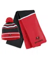 Wear By Erin Andrews Red Tampa Bay Buccaneers Colorblock Cuffed Knit Hat With Pom And Scarf Set In Red