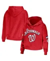 Wear By Erin Andrews Women's  Red Washington Nationals Modest Patches Cropped Pullover Hoodie In Red