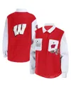 Wear By Erin Andrews Women's  Red Wisconsin Badgers Button-up Shirt Jacket In Red