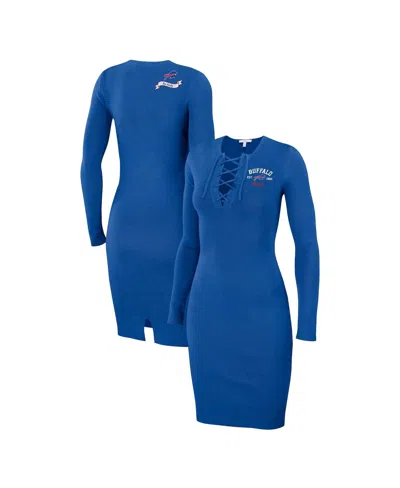 Wear By Erin Andrews Women's  Royal Buffalo Bills Lace Up Long Sleeve Dress