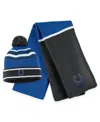 Wear By Erin Andrews Royal Indianapolis Colts Colorblock Cuffed Knit Hat With Pom And Scarf Set In Royal