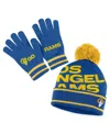 Wear By Erin Andrews Women's  Royal Los Angeles Rams Double Jacquard Cuffed Knit Hat With Pom And Glo In Royal