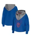 Wear By Erin Andrews Women's  Royal Philadelphia 76ers Pieced Quarter-zip Hoodie Jacket In Royal