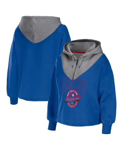 Wear By Erin Andrews Women's  Royal Philadelphia 76ers Pieced Quarter-zip Hoodie Jacket