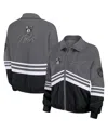 Wear By Erin Andrews Women's  Silver Distressed Brooklyn Nets Vintage-like Full-zip Windbreaker In Silver