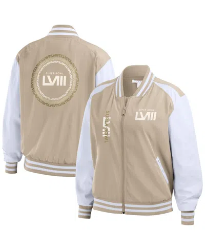 Wear By Erin Andrews Women's  Tan Super Bowl Lviii Tonal Full-zip Jacket
