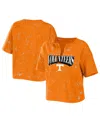 Wear By Erin Andrews Women's  Tennessee Orange Tennessee Volunteers Bleach Wash Splatter Cropped Notc In Orange
