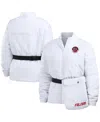 Wear By Erin Andrews Women's  White Atlanta Falcons Packaway Full-zip Puffer Jacket In White