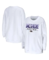 Wear By Erin Andrews Women's  White Baltimore Ravens Domestic Pullover Sweatshirt In White
