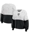 Wear By Erin Andrews Women's  White, Black Brooklyn Nets Color-block Pullover Sweater In White,black