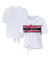 Wear By Erin Andrews Women's  White Boston Red Sox Front Tie T-shirt In White