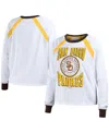 Wear By Erin Andrews Women's  White Distressed San Diego Padres Raglan Long Sleeve T-shirt In White