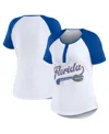 Wear By Erin Andrews Women's  White Florida Gators Baseball Logo Raglan Henley T-shirt In White