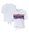 Wear By Erin Andrews Women's White Colorado Avalanche Front Knot T-shirt In White