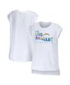 Wear By Erin Andrews Women's  White Los Angeles Chargers Greetings From Muscle T-shirt In White
