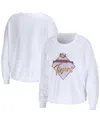 Wear By Erin Andrews Women's  White Lsu Tigers Diamond Long Sleeve Cropped T-shirt In White