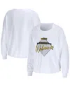 Wear By Erin Andrews Women's  White Michigan Wolverines Diamond Long Sleeve Cropped T-shirt In White