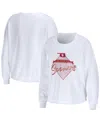 Wear By Erin Andrews Women's  White Florida State Seminoles Diamond Long Sleeve Cropped T-shirt In White