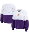 Wear By Erin Andrews Women's  White, Purple Phoenix Suns Color-block Pullover Sweater In White,purple