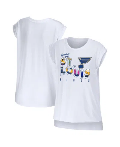 Wear By Erin Andrews Women's  White St. Louis Blues Greetings From Muscle T-shirt