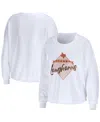 Wear By Erin Andrews Women's  White Texas Longhorns Diamond Long Sleeve Cropped T-shirt In White