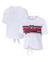 Wear By Erin Andrews Women's  White Washington Nationals Front Tie T-shirt In White