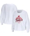 Wear By Erin Andrews Women's  White Wisconsin Badgers Diamond Long Sleeve Cropped T-shirt In White