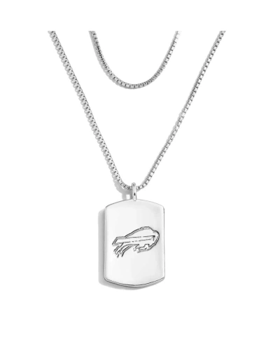 Wear By Erin Andrews Women's  X Baublebar Buffalo Bills Silver Dog Tag Necklace