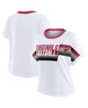 Wear By Erin Andrews Women's White Arizona Cardinals Cropped Center Stripe Dolman T-shirt In White