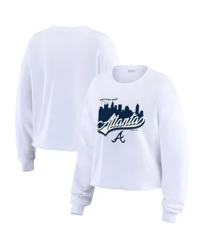 Wear By Erin Andrews Women's White Atlanta Braves Domestic Postcard Long Sleeve T-shirt