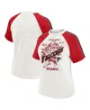 Wear By Erin Andrews White Atlanta Falcons Sleeve Stripe Distressed Raglan T-shirt In White