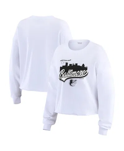 Wear By Erin Andrews Women's White Baltimore Orioles Domestic Postcard Long Sleeve T-shirt